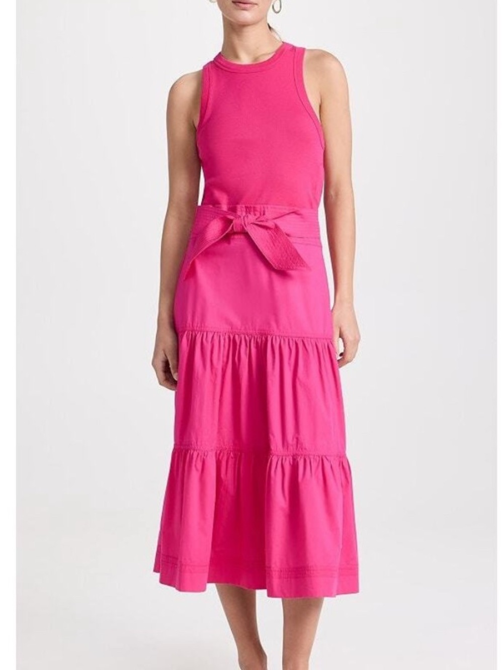 Veronica Beard Sleeveless Tie-Waist Maxi Dress - Fuchsia